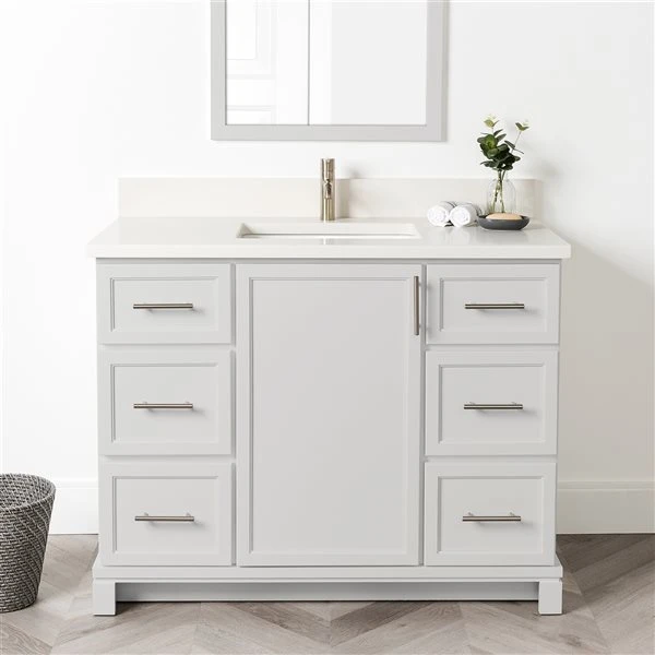 Tenor 42-in Dove Grey Vanity With Pearl Quartz Top - Image 2