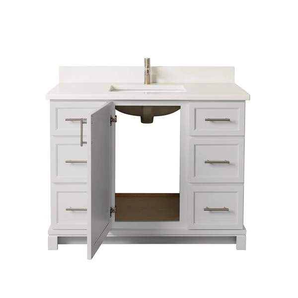 Tenor 42-in Dove Grey Vanity With Pearl Quartz Top - Image 5