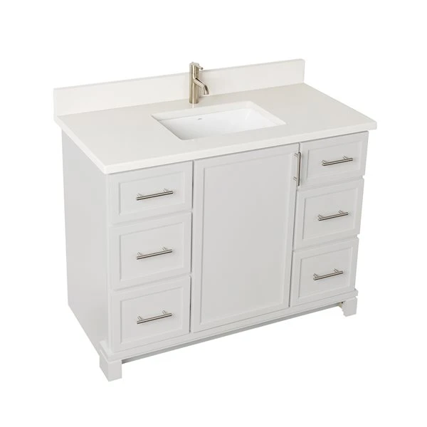 Tenor 42-in Dove Grey Vanity With Pearl Quartz Top - Image 4