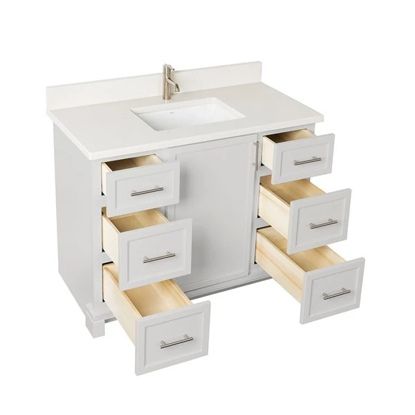 Tenor 42-in Dove Grey Vanity With Pearl Quartz Top