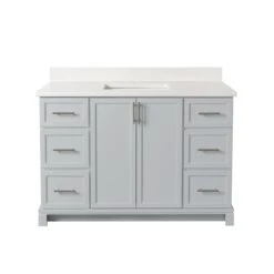 Tenor 48-in Harbour Grey Vanity With Carrera Quartz Top