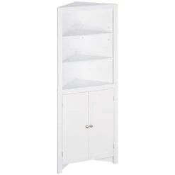 Kleankin 23.5-in X 63.75-in MDF Freestanding Corner Linen Cabinet In White
