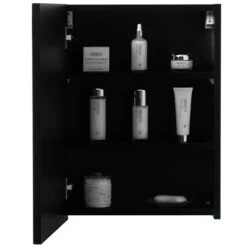 Basicwise 17.75-in X 23.75-in Black Mirrored Medicine Cabinet