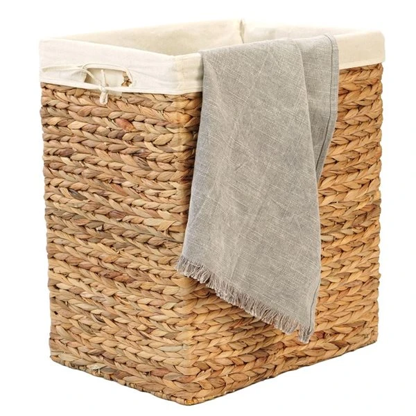 Vintiquewise 15.75-in X 11.75-in X 19.75-in Water Hyacinth Laundry Basket - Image 4