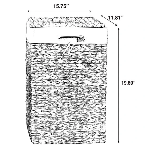 Vintiquewise 15.75-in X 11.75-in X 19.75-in Water Hyacinth Laundry Basket - Image 3