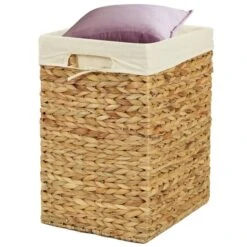 Vintiquewise 13.75-in X 10.25-in X 17.25-in Water Hyacinth Laundry Basket