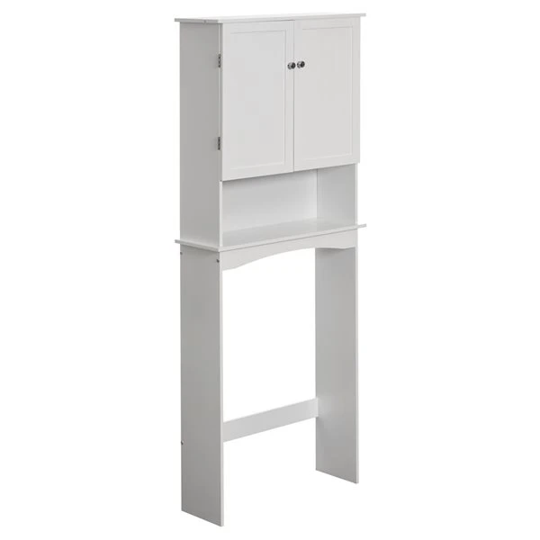 Basicwise 25-in W X 65-in H X 8.75-in D White MDF Over The Toilet Cabinet - Image 4