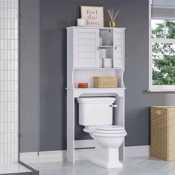 RiverRidge Home Brookfield 27.38-in X 64.38-in X 9.25-in White Over-the-Toilet Etagere