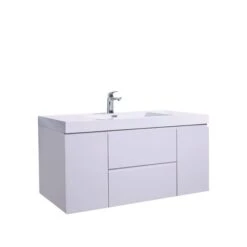 GEF Almere 47.2-in White Single Sink Bathroom Vanity With White Polymarble Top