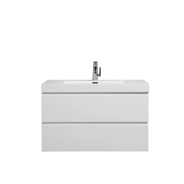 GEF AlmereĀ 35.4-in White Single Sink Bathroom Vanity With White Polymarble Top - Image 3