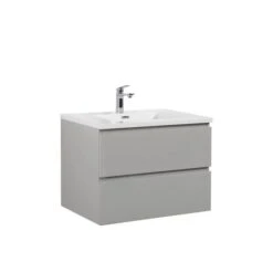 GEF Almere 31.5-in Grey Single Sink Bathroom Vanity With White Polymarble Top