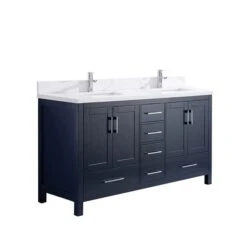 GEF Willow 61-in Royal Blue Double Sink Bathroom Vanity With Calcutta Quartz Top