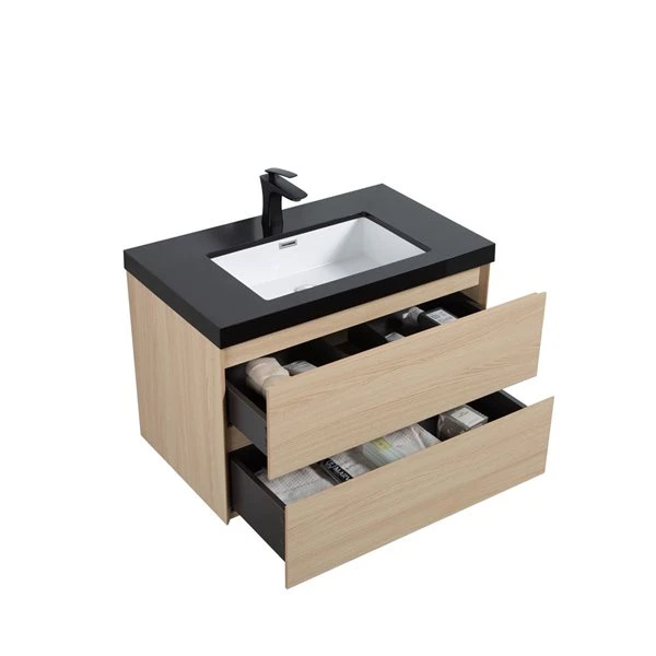 GEF SadieĀ 31.5-in Wheat Single Sink Bathroom Vanity With Black Polymarble Top