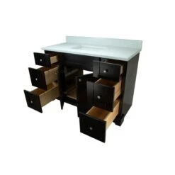 Lukx Bold Damian 48-in Espresso Single Sink Bathroom Vanity - Carrera Quartz Top