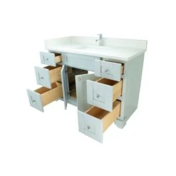 Lukx Bold Damian 48-in Grey Single Sink Bathroom Vanity - Silk White Quartz Top