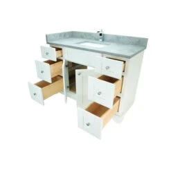Lukx Bold Damian 42-in Espresso Single Sink Bathroom Vanity - Carrera Quartz Top