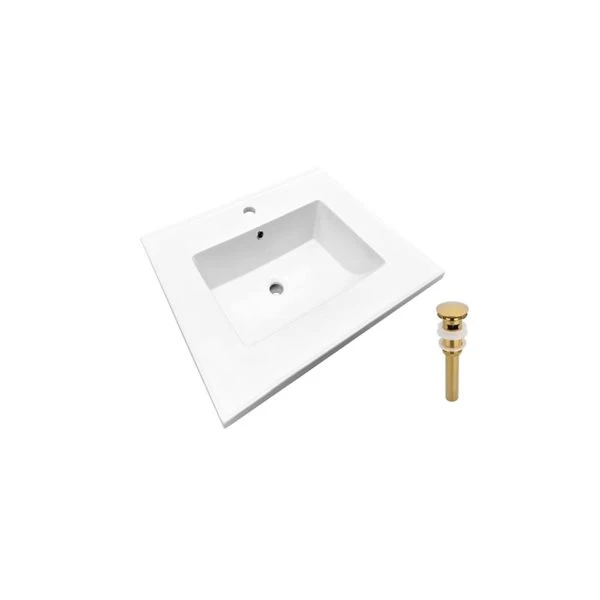 Drop Bath And Kitchen 16.3-in White Ceramic Single Sink Bathroom Vanity Top With Overflow