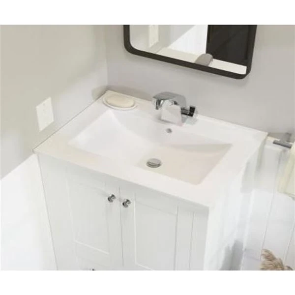 Drop Bath And Kitchen 20.2-in White Ceramic Single Sink Bathroom Vanity Top Without Overflow - Image 3