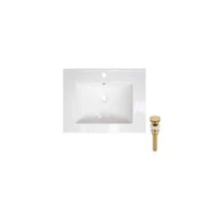 Drop Bath And Kitchen 23.6-in White Ceramic Single Sink Bathroom Vanity Top With Overflow