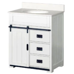 Style Selections Morriston 30-in Vanity With Barn Door - 3-Drawers - White
