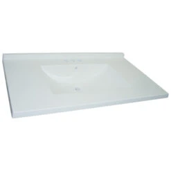 Luxo Marbre Vanity Countertop With Integrated Synthetic Marble Sink - White - 37-in W X 22-in D - Backsplash Included