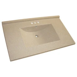 Luxo Marbre Bathroom Kitchen Countertop Vanity - 37-in W X 22-in D - Brown Granite - 4-in Centreset