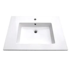 Luxo Marbre Vanity Countertop And Integrated Sink - White Synthetic Marble - 31-in W X 22-in D - Overflow Included