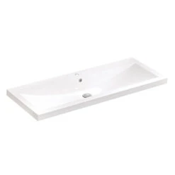 Luxo Marbre Vanity Countertop And Integral Sink - Synthetic White Marble - Single-Hole Faucet - 2-in Thick