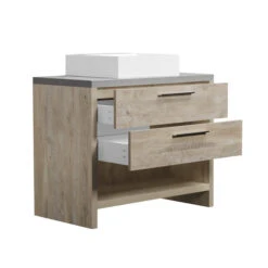 Luxo Marbre Countryside Bathroom Vanity - 2 Soft Close Drawers - 36-in Width - Synthetic Marble Vessel Sink - Overflow