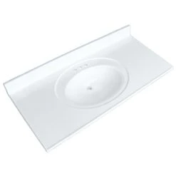 Luxo Marbre White Vanity Top Synthetic Marble And Oval Sink 49-in X 22-in