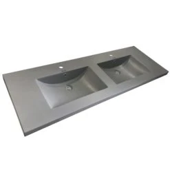 Luxo Marbre Vanity Top - Sythetic Marble - Grey - Double Basin - 61-in W X 22-in D