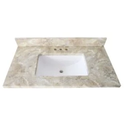 Luxo Marbre Brown Quartz Synthetic Marble Top 37-inx22-in.