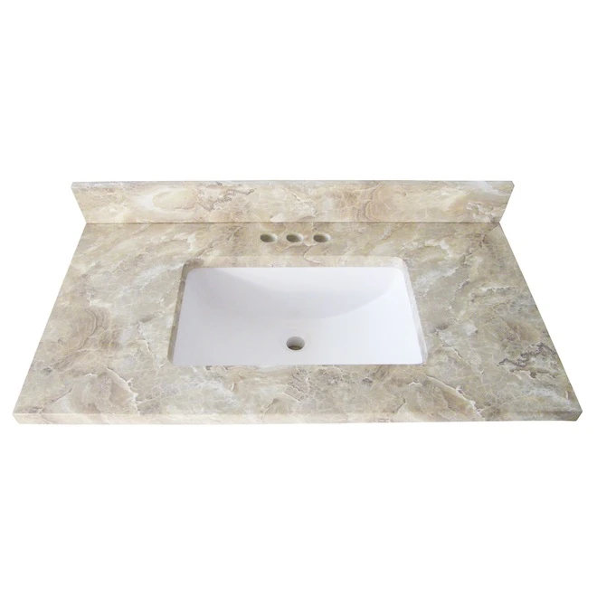 Luxo Marbre Brown Quartz Synthetic Marble Top 37-inx22-in.