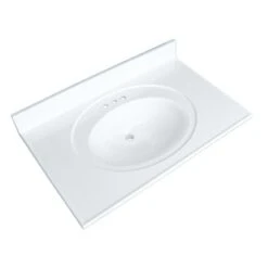 Luxo Marbre Vanity Top - Synthetic Marble - White - 37-in W X 22-in D