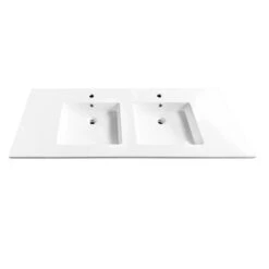Luxo Marbre Vanity Top - Double Basin - Synthetic Marble - White - 61-in W X 22-in D