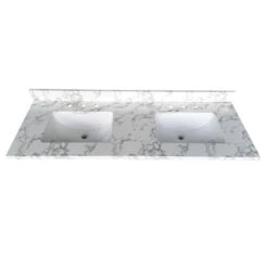 Luxo Marbre Vanity Top - Synthetic Marble - White Quartz - 61-in W X 22-in D