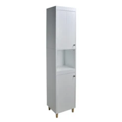 A&E Bath And Shower Lucia White MDF Freestanding Storage Cabinet