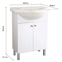Project Source White 24-in Elevated Vanity With Sink - 2 Doors