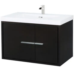 Foremost Carlington Espresso Vanity Cabinet And Sink - Wall Mount - 2 Shelves - Fully Assembled - 30-in W X 20 1/4-in H