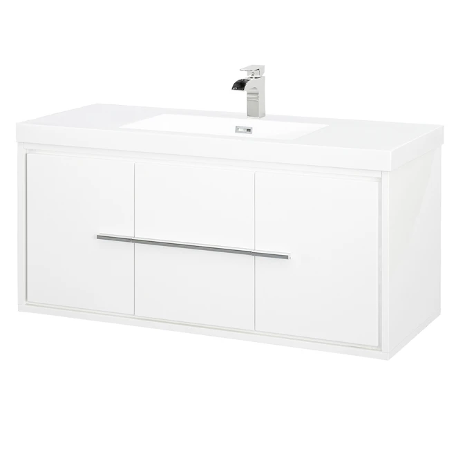 Foremost Carlington Vanity - Gloss White With Cultured Marble Sink - 2 Doors 2 Drawers - Single Hole - Wall Mount - Image 2