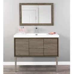 Foremost Carlington Walnut Bathroom Vanity - 42-in W X 20 1/4-in H - Wall-Hung - Cultured Marble Top - Single Hole