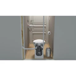 Saniflo Sanicompact White China Round Toilet Bowl - Dual-Flush - No-Flow Tank - Built-in Macerator